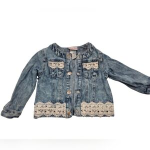 Little Lass Denim Jacket – Girls 18m Lace Trim